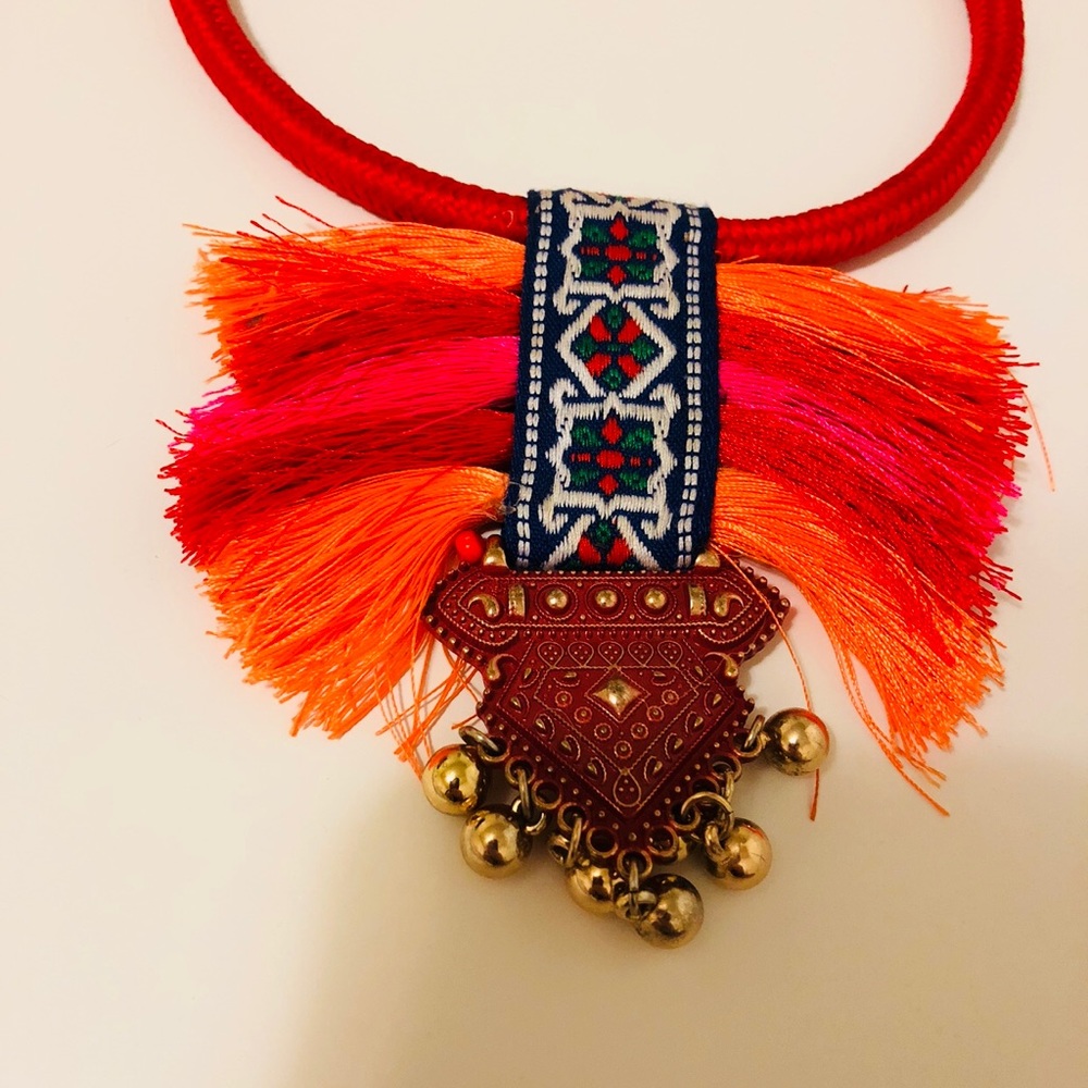 Tribal Boho Fringe Choker Necklace - Picture 4 of 5